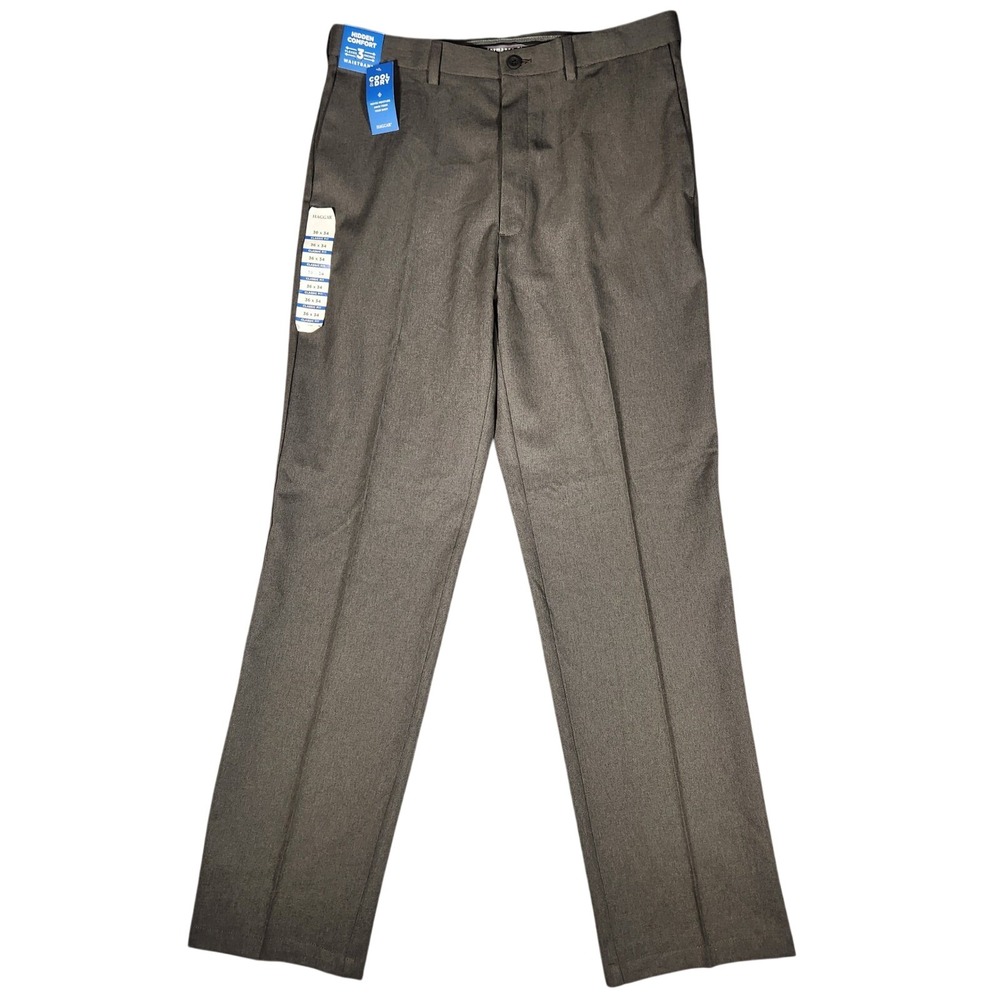 Haggar Dress Pants Mens 36x34 Cool Right Performance Flex Gray Classic Fit NEW